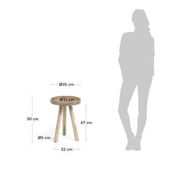 Okrągły stolik pomocniczy Glenda z litego drewna tekowego Ø 35 cm - rozmiary