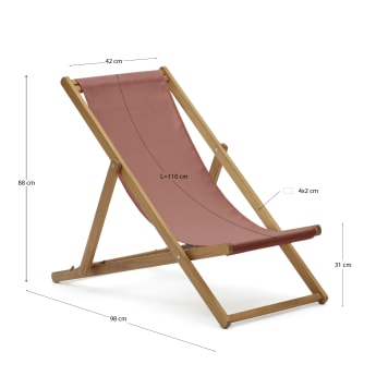 Adredna faltbarer Liegestuhl für außen aus massivem Akazienholz FSC 100% in terrakotta - Größen