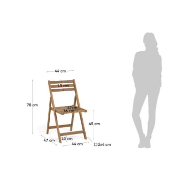 Chaise pliante d'extérieur Daliana en bois d'acacia FSC 100% - dimensions