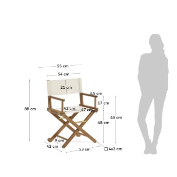 Cadira plegable d'exterior Dalisa beix i fusta massissa acàcia FSC 100% - mides