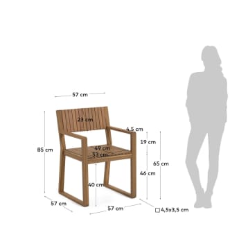 Chaise de jardin Emili en bois d'acacia FSC 100% - dimensions