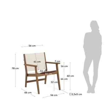 Hilda solid acacia outdoor armchair in beige FSC 100% - sizes