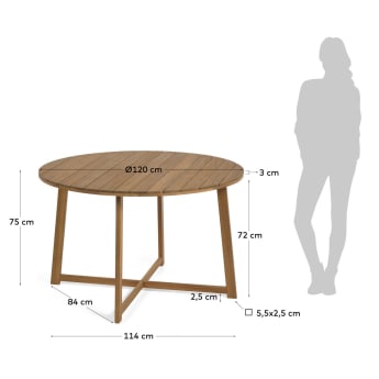 Tavolo da esterno rotondo Dafna in legno massello di acacia Ø 120 cm FSC 100% - dimensioni
