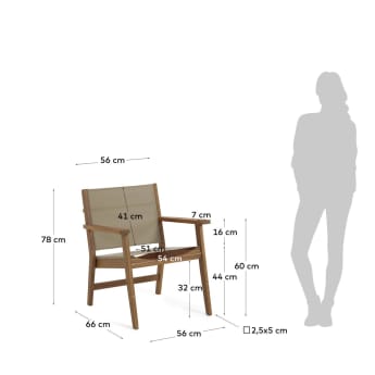 Fotel ogrodowy Hilda zielony i lite drewno akacjowe FSC 100% - rozmiary