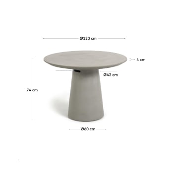 Itai tafel cement Ø 120 cm - maten
