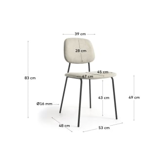 Benilda stapelbarer beiger Stuhl mit Eichenfurnier und Stahl schwarz FSC Mix Credit - Größen