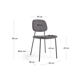Benilda dark grey stackable chair with oak veneer and steel with black finish - sizes