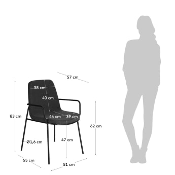 Krzesło Giuilia ciemnoszare - rozmiary