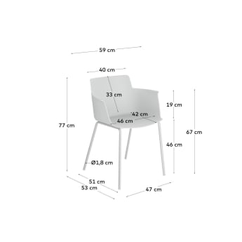 Hannia grey chair with arms - sizes