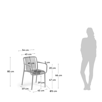 Krzesło ogrodowe sztaplowane Isabellini jasnoszare - rozmiary