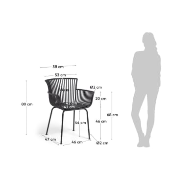 Chaise de jardin Surpika noire - dimensions