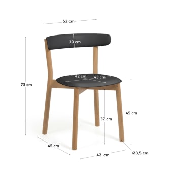 Krzesło sztaplowane Santina czarne i lite drewno bukowe - rozmiary