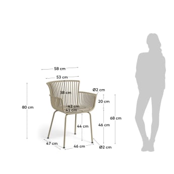 Krzesło ogrodowe Surpika beżowe - rozmiary
