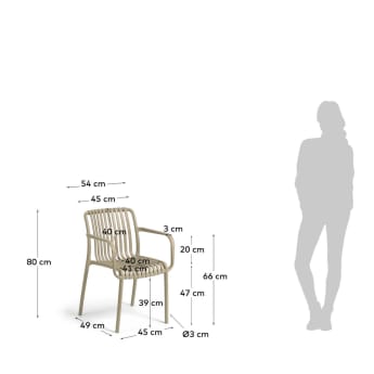 Krzesło ogrodowe sztaplowane Isabellini beżowe - rozmiary