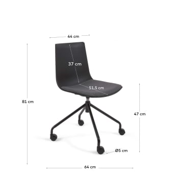 Cadira d'escriptori Ralfi negre amb seient negre - mides