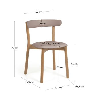 Καρέκλα Santina, καφέ και ξύλο οξιάς - μεγέθη