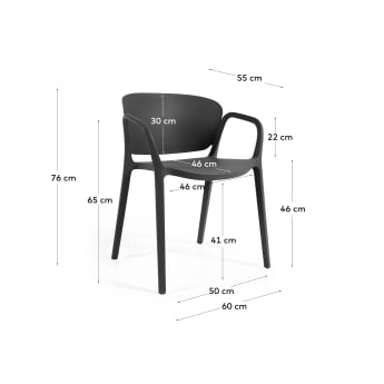 Krzesło sztaplowane 100% ogrodowe Ania czarne - rozmiary