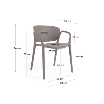 Krzesło sztaplowane 100% ogrodowe Ania brązowe - rozmiary