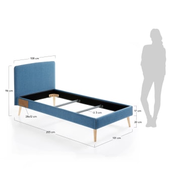 Dyla bed 90 x 190 cm donkerblauw - maten