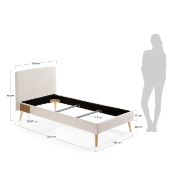 Dyla Bezug in Beige für Bett mit Matratzengröße von 90 x 190 cm - Größen