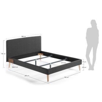 Pokrowiec na łóżko Dyla czarny na materac 150 x 190 cm - rozmiary