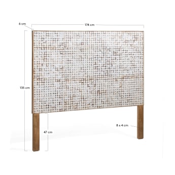 Kron headboard with solid mango wood legs and coconut shells, for 160 cm beds - sizes