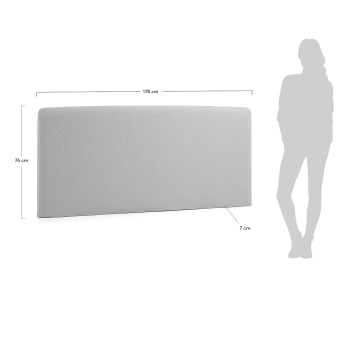 Housse de tête de lit Dyla grise pour lit de 160 cm - dimensions