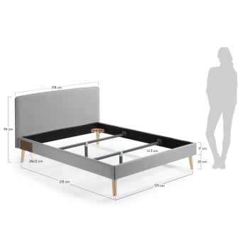Dyla Bezug in Grau für Bett mit Matratze von 160 x 200 cm - Größen
