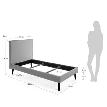 Bed Venla 90 x 190 cm grey - sizes