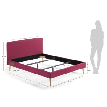 Dyla bed 160 x 200 cm burgundy - sizes