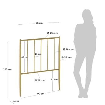 Natacha 90 x 190 cm gold bed - sizes