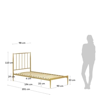 Natacha 90 x 190 cm gold bed - sizes