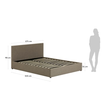 Nahiri Bett mit Stauraum in Grau für Matratze von 160 x 200 cm - Größen