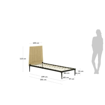 Κρεβάτι με βάση Nelly 90 x 190 εκ, μουσταρδί - μεγέθη