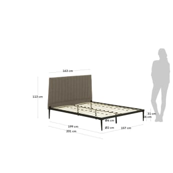 Nelly grey bed with base 150 x 190 cm - sizes