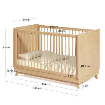 Maralis evolving cot made from solid beech wood 70 x 140 cm - sizes