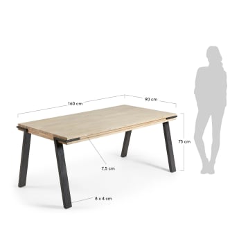 Stół Thinh z litego drewna akacjowego 160 x 90 cm - rozmiary