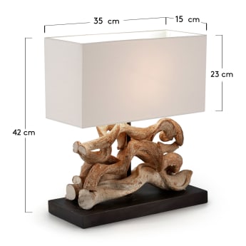 Comet table lamp in recycled tropical wood UK adapter - sizes