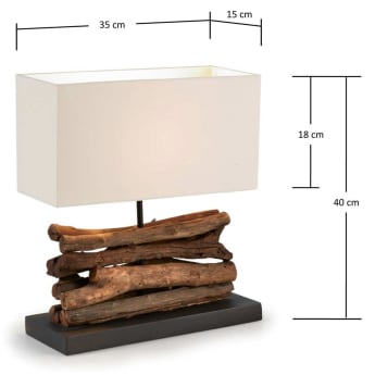 Lámpara de mesa Sahai de madera maciza de caucho adaptador UK - tamaños