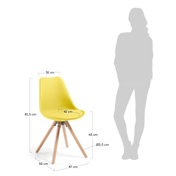 Chaise Ralf jaune et naturel - dimensions