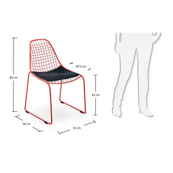 Chaise Provo, rouge et noir - dimensions