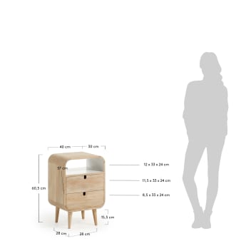Georg 40 x 60, 5 cm bedside table natural and white - sizes