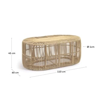 Lael coffee table in rattan with natural finish Ø 110 x 60 cm - sizes