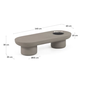 Taimi betonnen salontafel voor buiten Ø 140 x 60 cm - maten