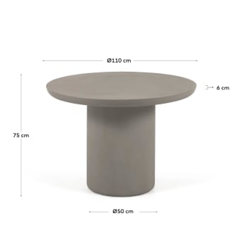 Tavolo da esterno Taimi rotondo in cemento Ø 110 cm - dimensioni