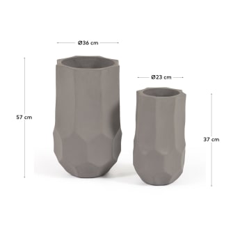 Set Veruska de 2 vasos de cimento Ø 23 cm / Ø 36 cm - tamanhos