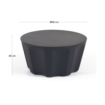 Vilandra ronde salontafel voor buiten, gemaakt van beton met zwarte afwerking Ø 60 cm - maten