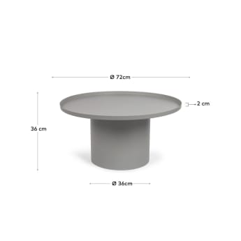 Stolik pomocniczy Fleksa okrągły szary metalowy Ø 72 cm - rozmiary