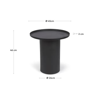 Tavolino rotondo Fleska in metallo nero Ø 45 cm - dimensioni