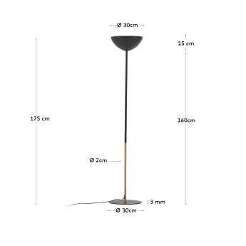 Lampa podłogowa Eglantina z metalu z wykończeniem malowanym na czarno - rozmiary